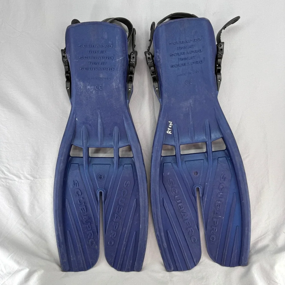 Scubapro Twin Jet Blue Split Fins Open Heel Scuba Diving XL Made in USA